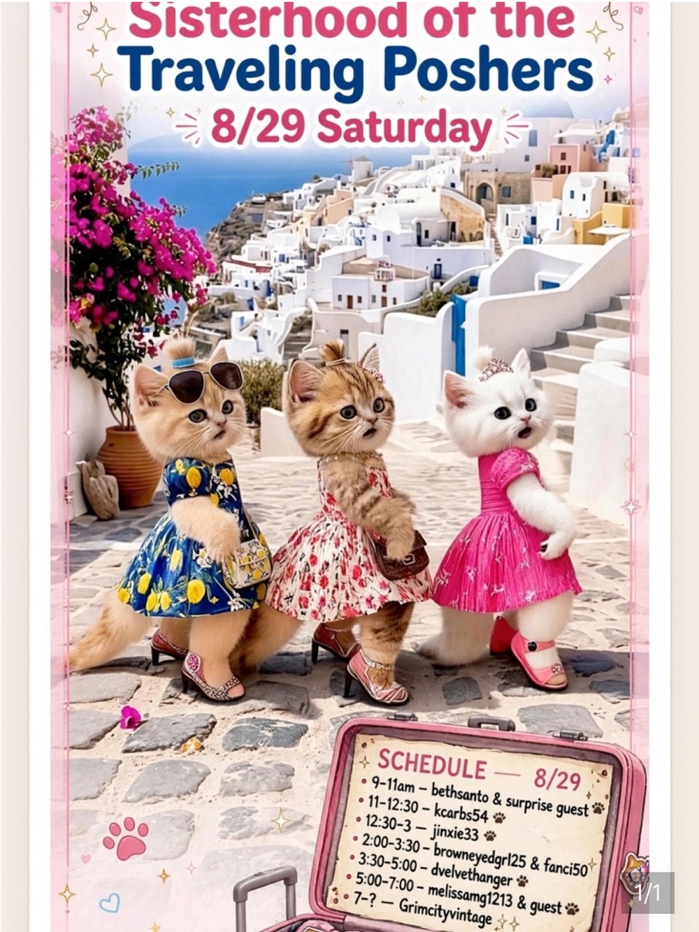 8/29 2-5 pm PT Mystery Guest & Me on Sisterhood of the Traveling Poshers!